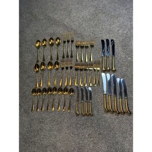 44Pieces Sheffield England Stainless Steel Gold Color Flatware Bundle